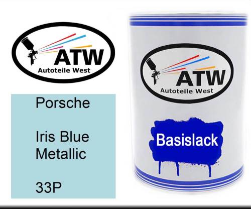 Porsche, Iris Blue Metallic, 33P: 500ml Lackdose, von ATW Autoteile West.